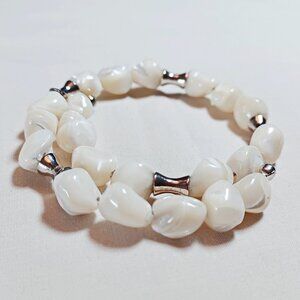 Robert Lee Morris Mother of Pearl Wrap Bracelet, RLM Studio MOP Cuff Bracelet